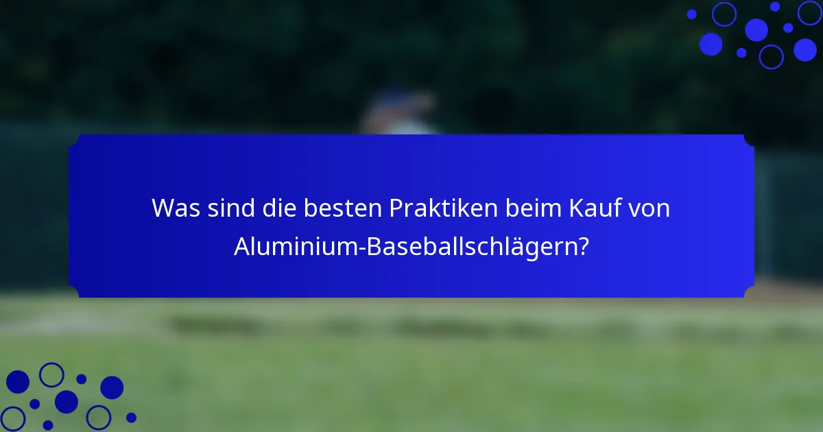 Was sind die besten Praktiken beim Kauf von Aluminium-Baseballschlägern?