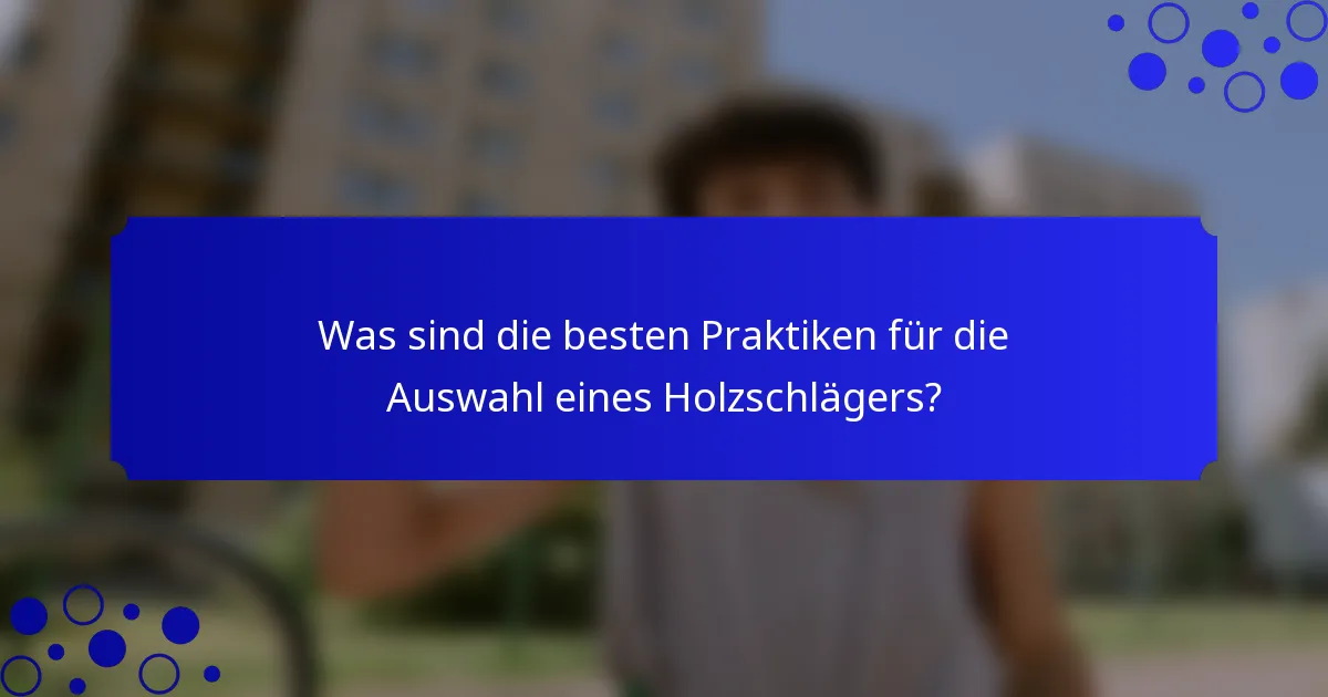Was sind die besten Praktiken für die Auswahl eines Holzschlägers?