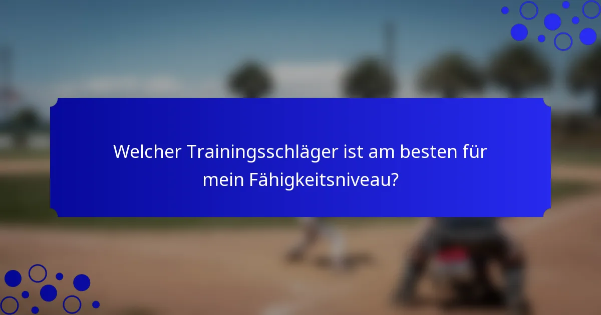 Welcher Trainingsschläger ist am besten für mein Fähigkeitsniveau?