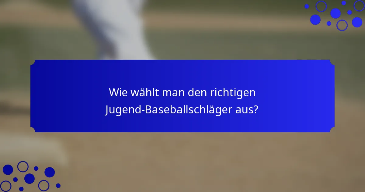 Wie wählt man den richtigen Jugend-Baseballschläger aus?